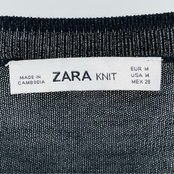 ZARA Knit Pearl Sleeve Black Sweater, Women’s Medium - Picture 5 of 5
